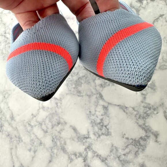 Rothy's The Point Soft Blue Orange Line Ballet Flats - Picture 10 of 12